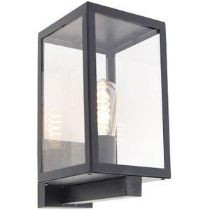 Moderne rechthoekige buitenwandlamp zwart met glas - Rotterdam