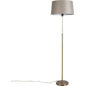 Vloerlamp brons met linnen kap taupe 45 cm verstelbaar - Parte