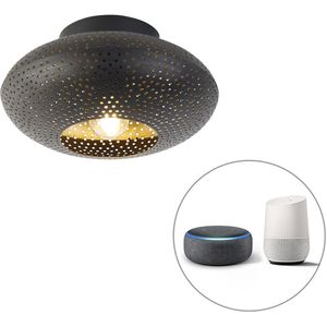 Smart plafondlamp zwart met goud 25 cm incl. Wifi A60 - Radiance