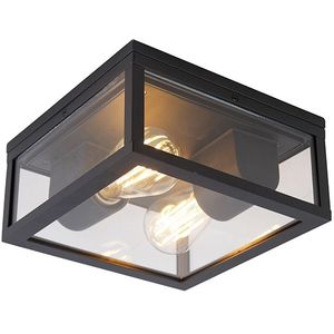 QAZQA Charlois - Design Plafondlamp Voor Buiten - 2 Lichts - L 24 cm - Zwart - Buitenverlichting