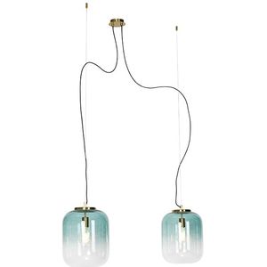 Design hanglamp goud met groen glas 2-lichts - Bliss