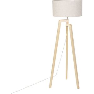 Vloerlamp tripod hout met peper kap 50 cm - Puros