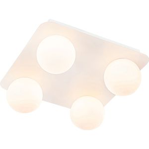 Moderne badkamer plafondlamp wit vierkant 4-lichts - Cederic