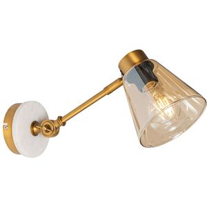 QAZQA nina - Art Deco Wandlamp voor binnen - 1 lichts - D 39 cm - Brons - Woonkamers-sSlaapkamers-sKeuken