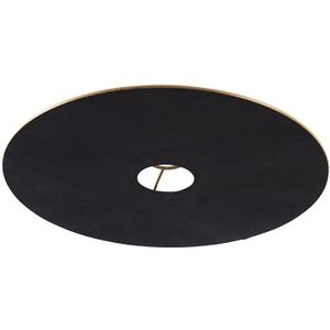Velours platte lampenkap zwart met goud 45 cm