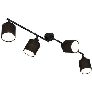 Moderne plafondlamp zwart 89,5 cm 4-lichts verstelbaar - Hetta