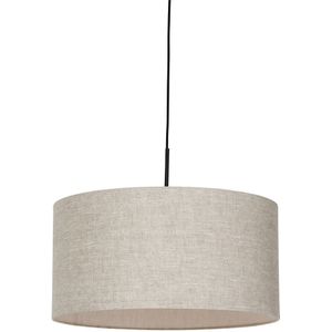 Landelijke hanglamp zwart met beige kap 50 cm - Combi 1