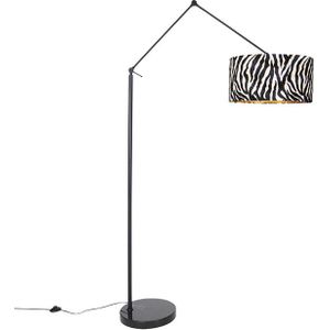 Moderne vloerlamp zwart kap zebra dessin 50 cm - Editor