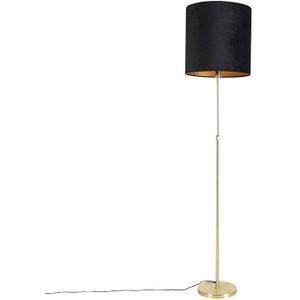 Vloerlamp goud/messing met velours kap zwart 40/40 cm - Parte