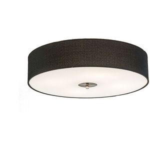 Landelijke plafondlamp zwart 50 cm - Drum Jute