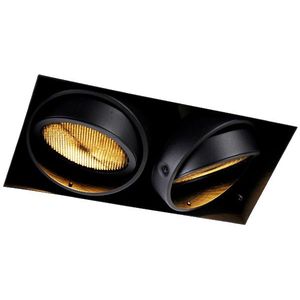 Inbouwspot zwart 2-lichts GU10 AR111 Trimless - Oneon Honey