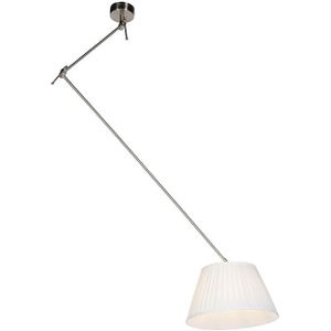 Hanglamp met plisse kap créme 35 cm - Blitz I staal