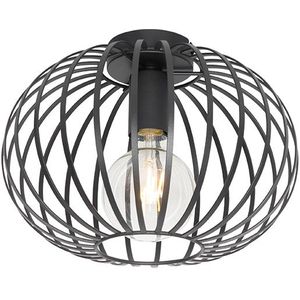 QAZQA johanna - Design Plafondlamp - 1 lichts - Ø 300 mm - Zwart - Woonkamers-sSlaapkamers-sKeuken