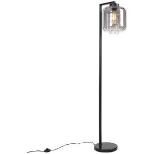 Design vloerlamp zwart met smoke glas - Qara