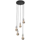 IndustriÃ«le hanglamp zwart met beton rond 5-lichts - Pedra