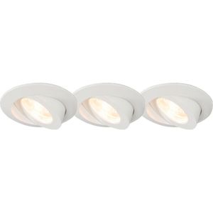 QAZQA relax - Moderne LED Inbouwspot voor badkamer - 3 stuks - Ø 88 mm - Wit -