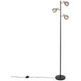 QAZQA Vidro - Art Deco Vloerlamp - Staande Lamp - 3 Lichts - H 150 cm - Goud/Messing - Woonkamer