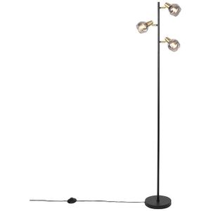 QAZQA Vidro - Art Deco Vloerlamp - Staande Lamp - 3 Lichts - H 150 cm - Goud/Messing - Woonkamer