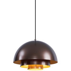 Scandinavische hanglamp donkerbrons met gouden binnenkant - Loes