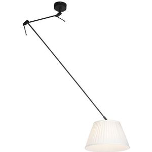 Hanglamp met plisse kap 35cm créme - Blitz I zwart