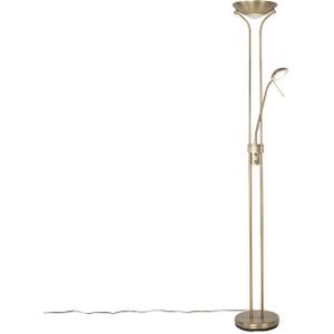 Moderne vloerlamp brons met leeslamp incl. LED dim to warm - Diva