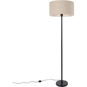 Vloerlamp zwart met kap licht bruin 50 cm - Simplo