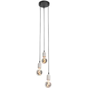 IndustriÃ«le hanglamp zwart met beton rond 3-lichts - Pedra