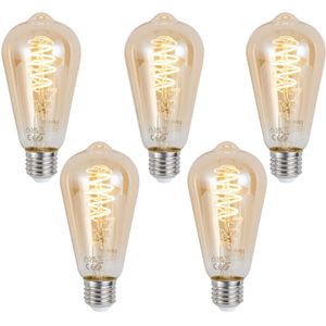 Set van 5 Slimme E27 Dimbare LED Lamp ST64 Amber 4.9W 320lm 2500K