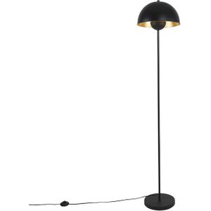 IndustriÃ«le vloerlamp zwart met goud 160 cm - Magnax