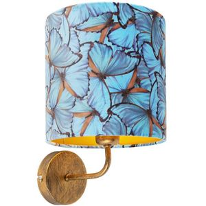Vintage wandlamp goud met vlinder velours kap - Matt