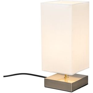 Moderne tafellamp wit met staal - Milo