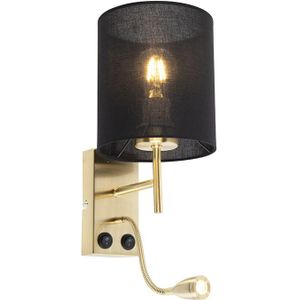 QAZQA stacca - Art Deco LED Wandlamp voor binnen - 1 lichts - D 200 mm - Zwart Goud - Woonkamers-sSlaapkamer