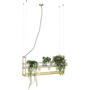 IndustriÃ«le hanglamp goud met marmer en rek 4-lichts - Cage Rack