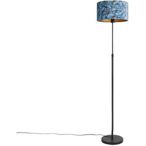 Vloerlamp zwart met velours kap vlinders 35 cm - Parte