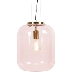 Art Deco hanglamp messing met roze glas - Bliss