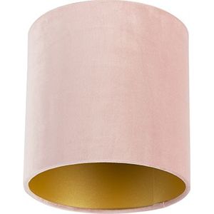 Velours lampenkap roze 20/20/20 met gouden binnenkant