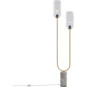 QAZQA rid - Art Deco Vloerlamps-sStaande Lamp - 2 lichts - H 150 cm - Messing - Woonkamers-sSlaapkamers-sKeuken