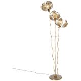 QAZQA botanica - Retro Vloerlamps-sStaande Lamp - 3 lichts - H 182 cm - Goud/messing - Woonkamers-sSlaapkamers-sKeuken