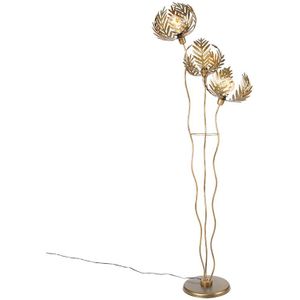 QAZQA botanica - Retro Vloerlamps-sStaande Lamp - 3 lichts - H 182 cm - Goud/messing - Woonkamers-sSlaapkamers-sKeuken