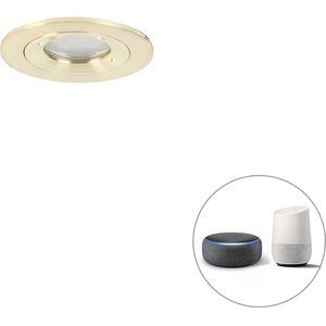 QAZQA xena - Moderne LED Dimbare Smart Inbouwspot incl. wifi met Dimmer voor badkamer - 1 lichts - Ø 7.9 cm - Goud -