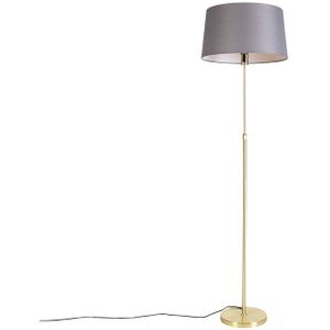 Vloerlamp goud/messing met linnen kap grijs 45 cm - Parte