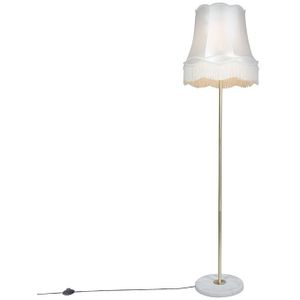 QAZQA kaso - Retro Vloerlamps-sStaande Lamp met kap - 1 lichts - H 1750 mm - Crème - Woonkamers-sSlaapkamers-sKeuken