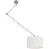 Hanglamp staal met kap 35 cm wit verstelbaar - Blitz I