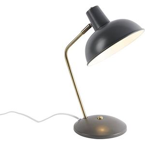 Retro tafellamp taupe met brons - Milou