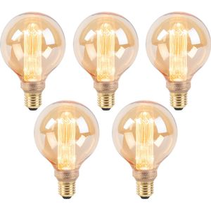 Set van 5 LED lampen G95 E27 5W 1800K Amber 3-staps dimbaar