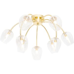 Klassieke plafondlamp goud met glas 9-lichts - Elien