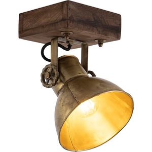 Slimme plafondspot brons met hout 18 cm incl. WiFi A60 - Mangoes