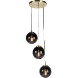 QAZQA Pallon - Art Deco Hanglamp - 3 Lichts - 450 Mm - Zwart - Woonkamer - Slaapkamer