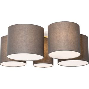 Moderne plafondlamp taupe 5-lichts - Multidrum