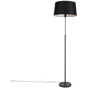 Vloerlamp zwart met zwarte linnen kap 45cm verstelbaar - Parte